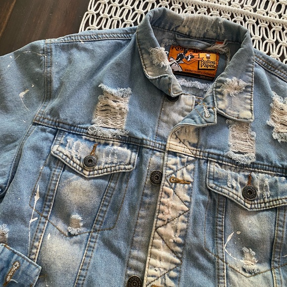 Rolling Paper distressed splatter denim jacket - Picture 2 of 7